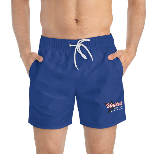 MERICAN Men's United We Stand Swim Trunks - Patriotic Beach Shorts for Summer Fun