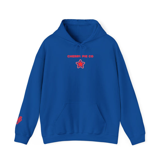 MERICAN Baddie Cherry Pie Co. Hooded Sweatshirt, Cozy Unisex Hoodie for Fall, Perfect Gift for Baker, Casual Style, Sweet Treat Inspired